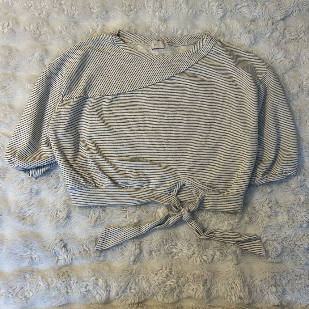 Anthropology Striped Tie-Front Top